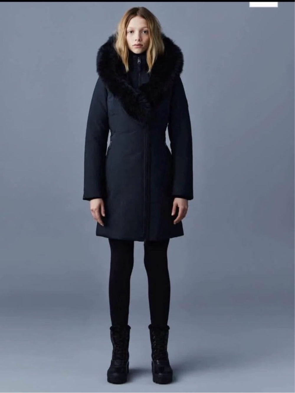 MACKAGE Navy Women's Parka with Fur Hood